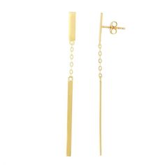 14K Gold Polished Bar Linear Drop Earring,  Push Back Dangle Drop Earrings Highly polished to a magnificent shine Colors: Yellow, Rose, White Great Gift for any occasion. We Ship from New York City. Questions and Returns Please message us for any questions related to our items and we will answer as soon as possible. Thank You and We Appreciate Your Business Solid Gold Earrings, Yellow Gold Earring, Earrings Statement, Gold Bar, Gold Polish, Gold Drop Earrings, Elegant Earrings, 14kt Gold, Wedding Earrings