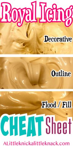 three different types of creams with the words royal icing