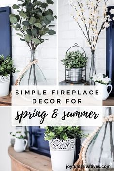 simple fireplace decor for spring and summer