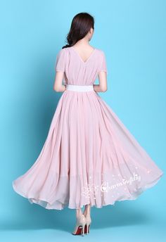 Double Chiffon Pink Long Party Dress Short Sleeve Evening Wedding Lightweight Sundress Summer Holiday Beach Dress Bridesmaid Maxi Skirt Detail Info: ❤ Color: Pink More color choice link: https://www.etsy.com/listing/213656440/chiffon-dress-color-card?ref=shop_home_feat_1 Please just note the color you want with order, we will make according to your note. ❤ Material: Chiffon ❤ The dress doesn't limit the chest size and waitst size, arm hole 45cm (if your upper arm circle circumference is more tha Bridesmaid Maxi Skirt, Maternity Photo Dresses, Beach Bridesmaid, Beach Bridesmaids, Beach Holiday Dresses, Sundress Summer, Baby Shower Dresses, Shower Dresses, Evening Wedding