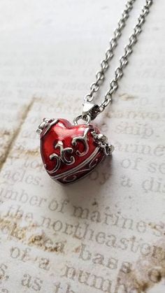 Luxury Red Locket Jewelry, Red Heart-shaped Jewelry For Gifts, Red Jewelry For Valentine's Day Keepsake, Pocket Knife Necklace, Book Locket Necklace, Red Pendant, Positive Comments, Prayer Box, Red Pendants