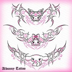 an image of tattoos with animals and hearts on the chest, shoulder and arm tattoo designs