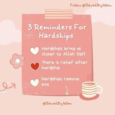 a pink poster with hearts on it that says 3 reminders for harddishes