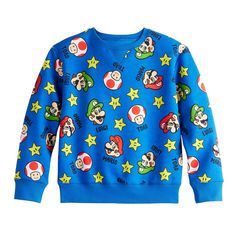 Give your kid a look they'll love with this Boys 4-12 Jumping Beans® Nintendo Super Mario Bros. Allover Active Fleece Sweatshirt. Give your kid a look they'll love with this Boys 4-12 Jumping Beans® Nintendo Super Mario Bros. Allover Active Fleece Sweatshirt. FEATURES Crewneck Long sleeves Knit constructionFABRIC & CARE Cotton, polyester Machine wash Imported NARESPONSIBLE Supports more sustainable cotton farming Size: 5. Color: Blue Vero. Gender: male. Age Group: kids. Blue Winter Sweatshirt For Playwear, Playful Fleece Sweatshirt With Cartoon Print, Playful Long Sleeve Sweatshirt For Playwear, Playful Long Sleeve Playwear Sweatshirt, Playful Long Sleeve Sweatshirt With Character Print, Playful Fleece Crew Neck Sweatshirt, Playful Fleece Sweatshirt With Crew Neck, Winter Crew Neck Sweatshirt For Playwear, Winter Character Print Fleece Tops