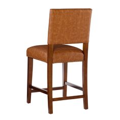 Create a contemporary or classical look in your kitchen, dining or home pub area with the sleek shape and style of this medium walnut finish 24" brook counter stool. Solid wood legs give this courtly stool additional strength ensuring years of everyday use. The padded cushion and seat back provides optimum comfort for you and your guests and is topped with durable caramel colored vinyl that is stain resistant, fade resistant and features tightly woven threads that won't break, mat or peel. Class Home Pub, Wood Counter Stools, Bar Stools With Backs, Stools With Backs, Counter Height Table, Wood Bar Stools, Wood Counter, Counter Height Stools, Upholstered Fabric