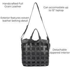 How many ways will you style Paloma, our lightweight, hand-woven bag? Wear her with or without the cotton canvas zippered detachable pouch, with the tote handles or with the crossbody shoulder strap, or simply just the pouch as a feather-weight clutch/makeup bag/electronics accessory bag. Details 100% Full-grain leather handcrafted by artisans in South America and India. Every hide is unique so you will notice natural variations in the grain texture and shading which are hallmarks of high-qualit Modern Hobo Bag With Braided Handles For Travel, Woven Leather Hobo Tote Bag For On-the-go, Everyday Leather Woven Shoulder Bag, Woven Leather Satchel For Daily Use, Leather Woven Satchel For Daily Use, On-the-go Woven Leather Shoulder Bucket Bag, Modern Bucket Bag With Braided Handles For Daily Use, Modern Daily Bucket Bag With Braided Handles, Everyday Woven Leather Shoulder Bag