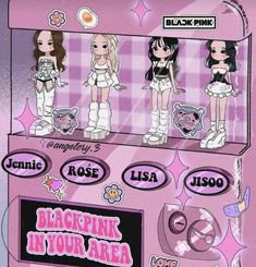 an advertisement for blackpink's in your area, with dolls on it