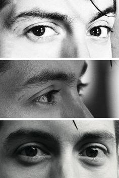 three different pictures of the same man's eyes