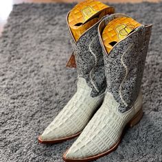 Men Western Boots Alligator Print Pointed Toe Casual Leather Boots With Crocodile Pattern, Western Gray Leather Boots, Western Dress With Boots, Black Leather Cowboy Boots, Square Toe Cowboy Boots, Buckaroo Boots, Cowboy Boots Mens, Jodhpur Boots, Blue Shorts Men