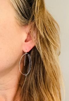 "Gorgeous, sculptural hoops! These are forged, fabricated and riveted for a lovely, minimal pair of earrings. They are approximately 2 \"x 1 1/4\" x 1/4\"" Minimal Pair, Loop Earrings, Asheville Nc, Asheville, Dangle Drop Earrings, Hoop Earrings, Drop Earrings, Sculpture