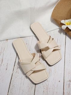 Elevate your summer style with our Chic Twist Detail Flat Sandals! Designed in a sophisticated Elegant Beige color, these sandals feature a unique twist detail that adds a touch of elegance to any outfit. Crafted with comfort and style in mind, these sandals are perfect for any occasion, from a day out shopping to a night out on the town. Color : Beige Upper Material : PU Leather Lining Material : PU Leather Insole Material : PU Leather Outsole Material : PVC Beige Toe Post Sandals For Beach Season, Chic Flip Flops For Summer Beach Outings, Chic Flip Flops For Summer Beach Season, Trendy Beach Sandals For Day Out, Chic Flip Flops For Summer Outings And Beach Season, Trendy Sandals For Beach Season Day Out, Spring Summer Open Toe Footbed Sandals, Beige Sandals For Summer Outings In Spring, Spring Open Toe Footbed Sandals For Summer Outings