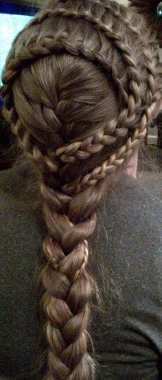 . Complicated Braids, Complicated Hairstyles, Warrior Braid, Medieval Hairstyles, Lace Braids, Fantasy Hair, Beautiful Braids, Long Braids