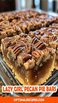 Who says delicious desserts have to be complicated? These Lazy Girl Pecan Pie Bars are here to save the day! 🐿️ With a buttery crust, gooey pecan filling, and no-fuss steps, this recipe is perfect for when you want all the pecan pie vibes without the hassle. Ideal for holidays, potlucks, or a sweet treat anytime! Save this pin for the easiest dessert recipe ever, and get ready to impress with zero stress. 💁‍♀️🍬 #PecanPieBars #EasyDesserts #HolidayBaking #LazyGirlRecipes #PinterestDesserts Holiday Dessert Recipes Easy, Pecan Bars Recipe, Easy Holiday Dessert, Pecan Pie Bars Easy, Pie Bars Recipe, Pecan Pie Bars Recipe, Pecan Filling, Easiest Dessert, Best Pecan Pie