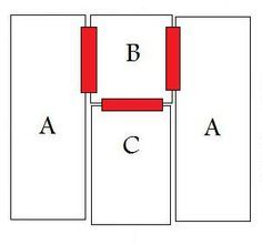 three different types of chairs with the letters b and c on them, all labeled in red