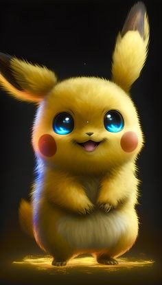 a very cute looking pikachu with big blue eyes