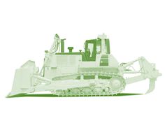 a bulldozer is shown on a white background with the shadow of it's front end