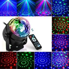 several different types of disco lights and remotes