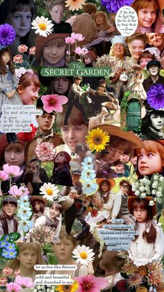 a collage of people with flowers in their hair and the words secret garden on them