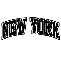 the word new york in black and white with an oval shape on it's side