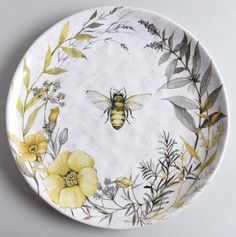 s-l1600 Bee Plates, Bee Sweet, China Dinnerware, Dinner Plate, Dinnerware, Bee, China, Yellow, Design