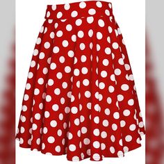 Large Red Polka Dots Skirt Flare Skirts, Mini Skater Skirt, Basic Skirt, Midi Flare Skirt, Printed Pleated Skirt, Vintage Flare, Pleated Skirts, Spring Skirts, Skirt Midi