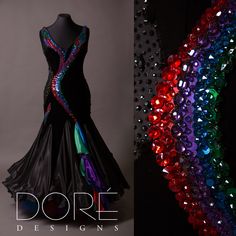 an image of a dress made out of sequins on display with the words dore designs below it