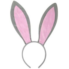 a pink and gray bunny ears headband on a white background with clippings