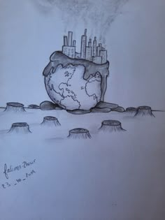 Meaningful earth pencil drawing 
Polluted earth drawing 
Save the earth 
Save the earth drawing Earth Destroyed Art, Afforestation Drawings, Deforestation Sketch, Earth Pollution Drawing, Earth Pencil Drawing, Environmental Art Drawing