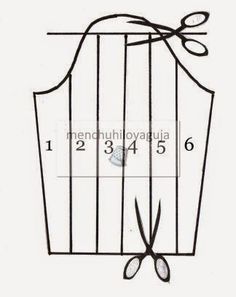 a drawing of a bird cage with scissors tied to the top and bottom, showing measurements