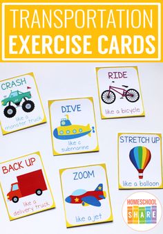 transportation exercise cards for kids to practice their motor skills and learn how to use them