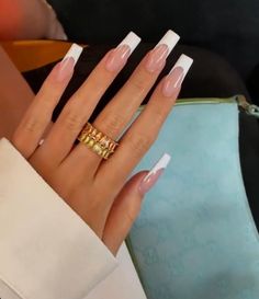 Long French Tip Nails, White Tip Acrylic Nails, Press On Nails Square, Square French, White Tip Nails, Long Press On Nails, French Tip Acrylic Nails, Nails Square, Nails For Women