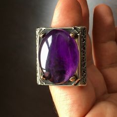 Designed and handcrafted by Turkish artisan jewelers. Quality meets perfection! Bold & Artistic METAL : .925 Sterling Silver STONE: natural Amethyst (origin: Brazil) STONE DIMENSIONS: 30 x 22 mm - 39ct SIZE: US 10.5 *for resizing please get in touch after order. Luxury Amethyst Ring Gift, Rectangular Amethyst Ring For Gift, Luxury Amethyst Gemstones As Gift, Luxury Amethyst Gemstones For Gift, Formal Spiritual Amethyst Ring, Silver Luxury Amethyst Ring With Polished Finish, Luxury Silver Amethyst Ring With Polished Finish, Luxury Polished Amethyst Ring Gift, Unique Hallmarked Sterling Silver Amethyst Ring