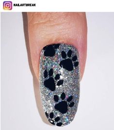 58 Cute Paw Print Nail Art Designs - Nerd About Town Puppy Print Nails, Vet Nails Art Designs, Paw Print Nail Art Dog, Dog Paw Print Nail Designs, Paw Print Nail Designs Dog Lovers, Dog Nails Design Paw Prints, Nails With Paw Prints, Nails Dog Design, Puppy Nails Designs