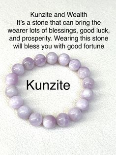 10 MM natural Kunzite handmade bracelet , ships from USA Hand Made - ships from USA Crystal Bracelets Diy, Crystal Healing Chart, Crystal Guide, Crystals Healing Properties, Spiritual Crystals, Crystal Healing Stones, Witchy Things, Crystal Magic, Crystal Meanings