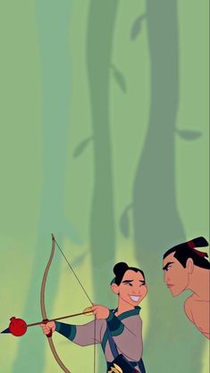 an animated image of two men with bow and arrow