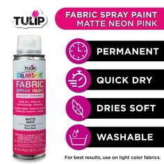 the spray paint is pink and has instructions on how to use it for different surfaces