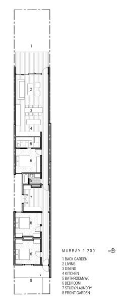 the floor plan for an apartment building with three floors and one bedroom on each side