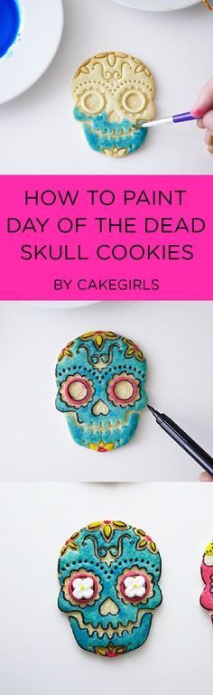 how to paint day of the dead skull cookies