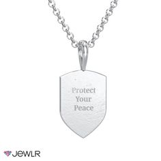 A symbol of strength and pride, this modern Ukraine Coat Of Arms shield pendant makes a unique piece for yourself or the perfect gift to honor a loved one. Personalize by engraving a name, significant date, or meaningful message. This necklace will be handcrafted in your choice of oxidized sterling silver or yellow gold and includes a selection of matching chains. 

Jewlr is proud to support Red Cross teams on the ground in Ukraine, providing humanitarian aid to those affected. 100% of proceeds Engraved Shield-shaped Jewelry For Gifts, Engraved Shield Jewelry For Gift, Engraved Shield-shaped Jewelry Gift, Gift Engraved Shield Jewelry, Meaningful Engraved Dog Tag Jewelry, Engraved Jewelry For Father's Day Commemoration, Symbol Of Strength, Humanitarian Aid, Symbols Of Strength