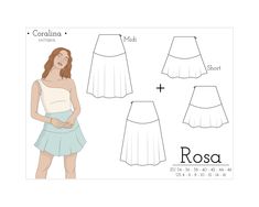 the front and back view of a women's skirt