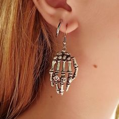 Skeleton Hand Earrings • Sterling Silver Handmade Earrings - Trending Silver Gifts