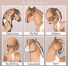 the different horse's facial expressions are shown