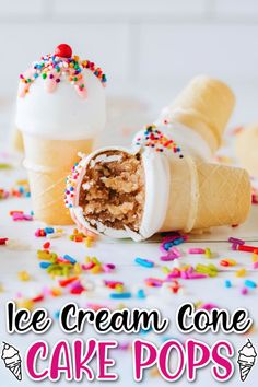 ice cream cone cake pops with sprinkles on top