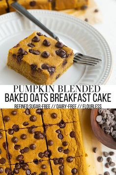 Pumpkin baked oats Pumpkin Oatmeal Bars Breakfast, Blended Pumpkin Baked Oats, Pumpkin Blended Baked Oats, Pumpkin Blended Oats, Healthy Pumpkin Baked Oats, Blended Baked Protein Oats, High Protein Pumpkin Baked Oatmeal, Pumpkin Breakfast Cake, Basic Baked Oatmeal