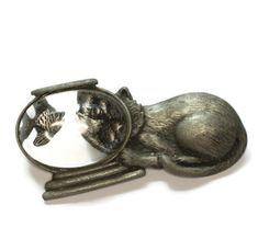 Cat With Fishbowl Brooch Pin JJ Signed Vintage Animal Feline Figural Pewter Tone - Etsy Figural Jewelry, Kailua Kona, Cat Signs, Animal Brooch, Antique Brooches, Fish Bowl, Vintage Jewels, Jewelry Designer, Contemporary Jewelry