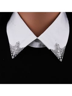 Prata  Collar  Liga de Zinco   Embellished Men Vintage Fashion, Lapel Pins Suit, Shirt Collar Pins, Collar Tips, Lapel Brooch, Collar Clips, Collar Pin, Collar Pins, Vintage Gothic