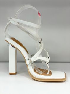 Crisscross Square Toe Block Heel Platform Block Heels, Criss Cross, Block Heels, Sandals, Square, Heels, White