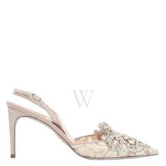 Rene Caovilla Ladies Heels. SKU: C11702-080-PA01V838. Color: Beige. Rene Caovilla Ladies Crystal-Embellished Slingback Pumps. This pointed-toe handmade design in lace is decorated with shimmering micro-rhinestones that create a chic tonal effect, finished with a silver-dusted sole. Made in Italy. Please visit the brand website for sizing information. Ladies Heels, Brand Website, Versace Watch, Fine Pens, Rene Caovilla, Cheap Gifts, Denim Shoes, Fragrance Gift Set, Crossbody Messenger Bag