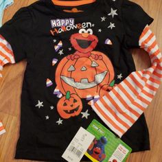 Tee Is 24m ..Nwt Playful T-shirt For Fall Playtime, Playful T-shirt For Playtime In Fall, Black Tops With Cartoon Print For Playtime, Fun Black Tops For Playtime, Playful Black Tops For Playtime, Black Cartoon Print Tops For Playtime, Sesame Street Halloween, Elmo Halloween, Tulle Ruffle Dress