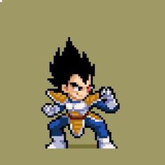 an old pixel art style image of gohan from the video game super saiki